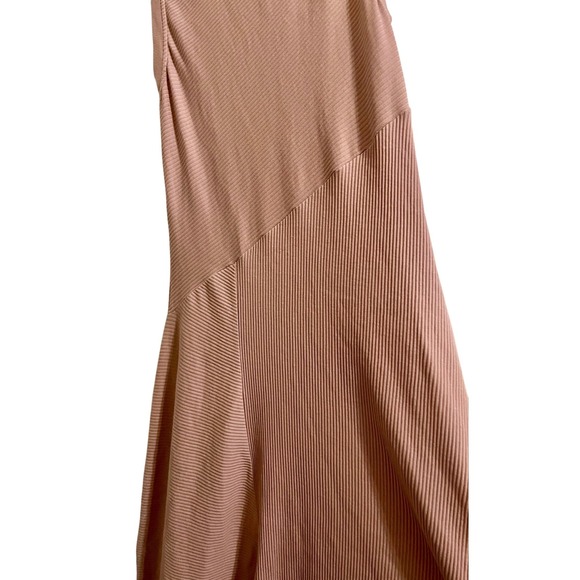 AllSaints Mauve Ribbed Asymmetrical Hem Midi Dress Size 10 - Picture 8 of 12